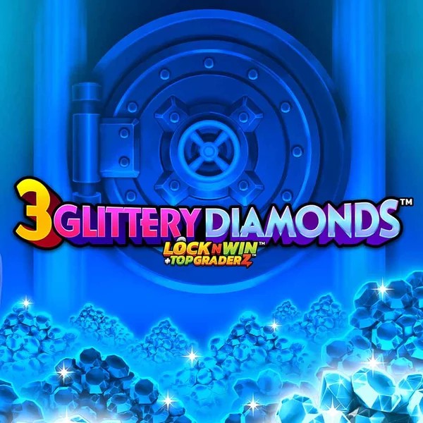 3 Glittery Diamonds slot logo by PearFiction Studios at Pino Casino