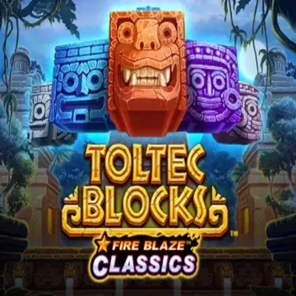 Fire Blaze: Toltec Blocks slot logo by Rarestone Gaming at Pino Casino